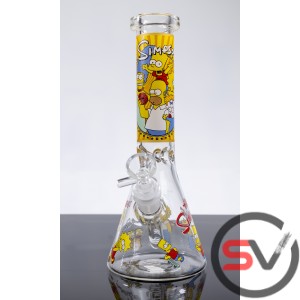 THE SIMPSONS GLASS WATER PIPE WITH ICE CATCHER 10inch